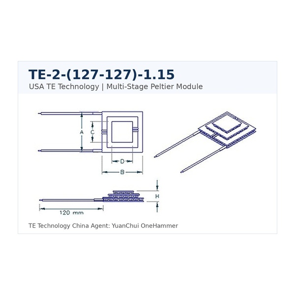 美国 TE Technology TE-2-(127-127)-1.15 标准型热电致冷片 元锤OneHammer